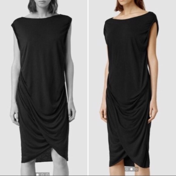 All Saints Dresses | Allsaints Black Draped Wrap Dress | Poshmark